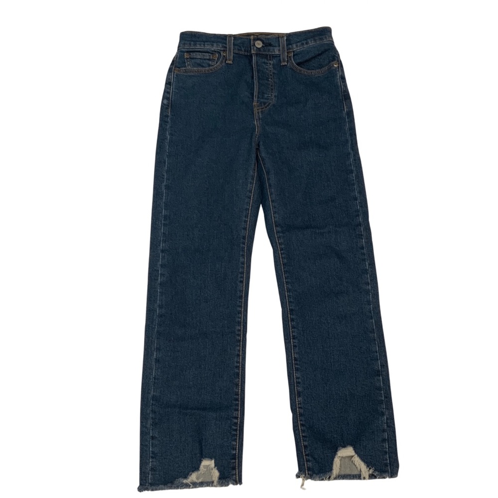 Levi’s Wedgie Straight Denim Jeans Distressed hem 26 medium wash